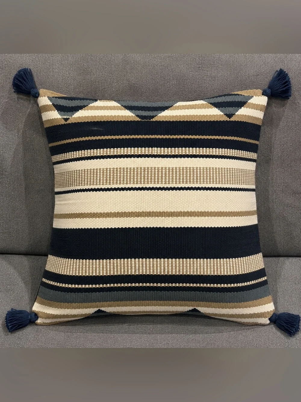 West Elm Striped Tassel Accent Pillow Cover